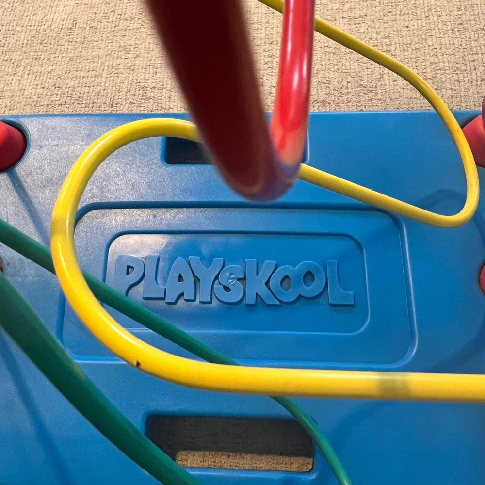 Vintage Playskool Bead Maze Roller Coaster Toy Vehicle Beads Activity Center